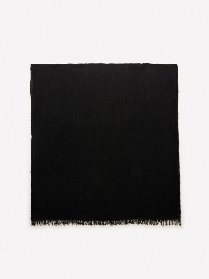 Black yarn dyed scarf - null - Black | Sisley image number 1